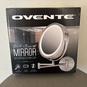 OVENTE 7” Wall Mount Mirror with 1X/10X Magnification, Double Sided Mag, Silver
